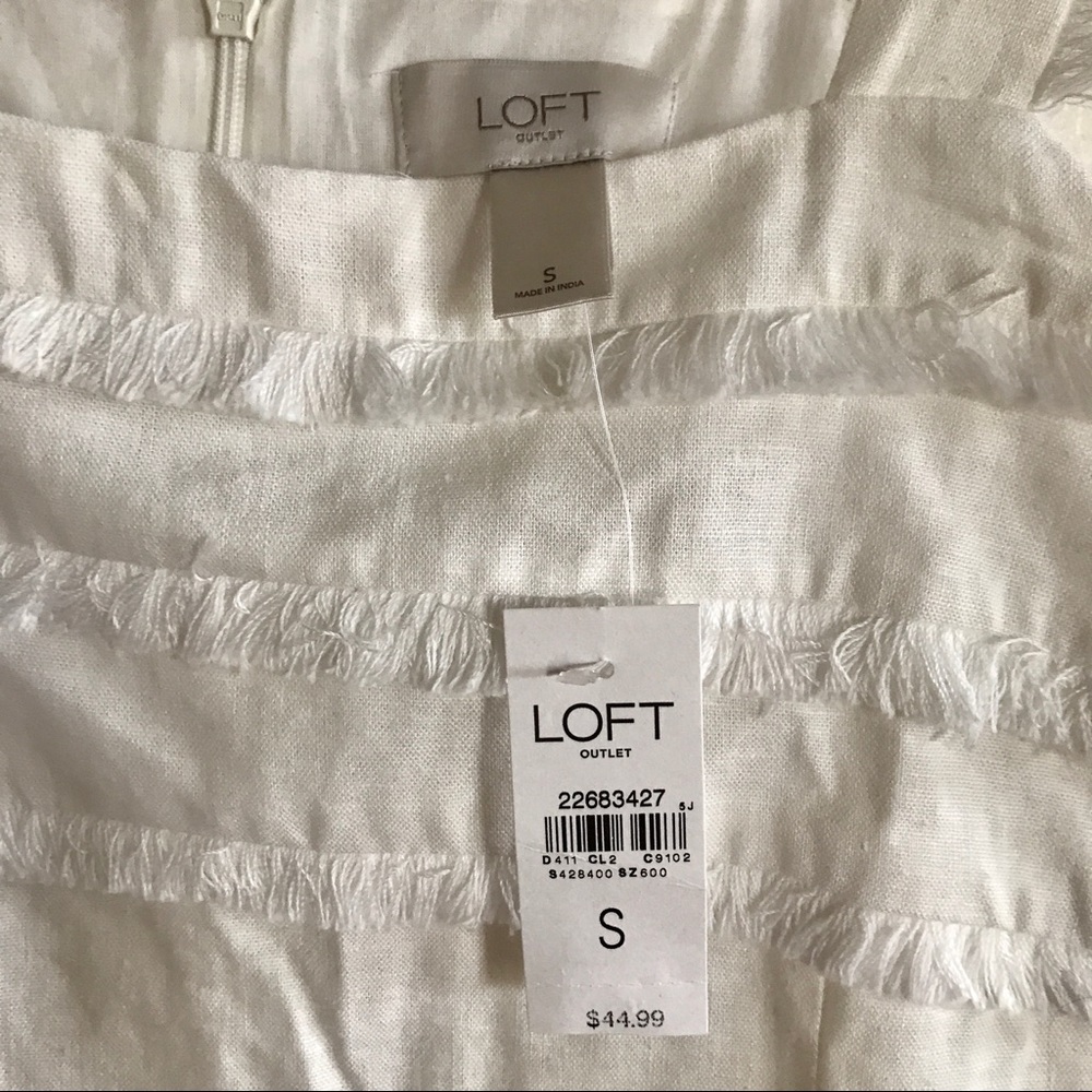LOFT linen fringe tank white size small - Picture 2 of 4